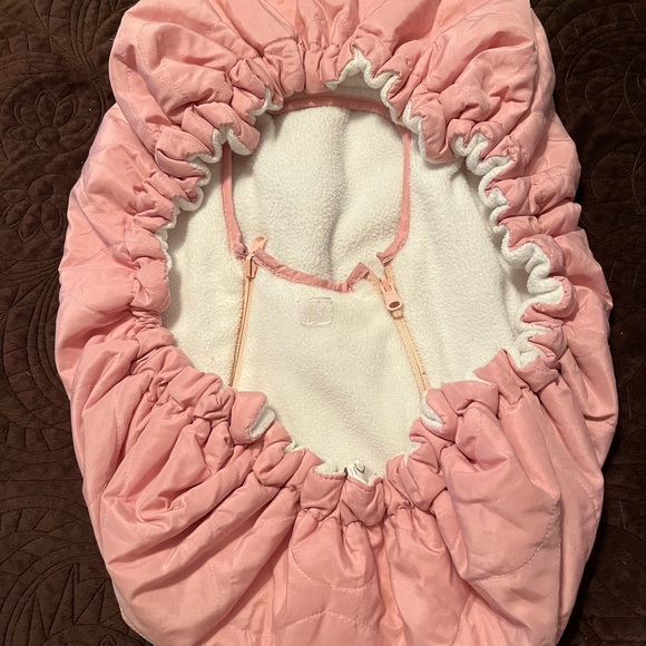 Cozy Cover Quilted Insulated Infant Car seat cover with Dual Zippers, Pink - Picture 3 of 8